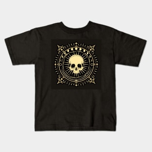 Human Skull with Phases of Moon Esoteric Illustration Kids T-Shirt